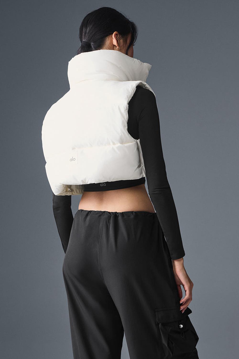 Chaleco Alo Yoga Cropped Gold Rush Puffer Mujer Ivory | Chile  64390-AVSH