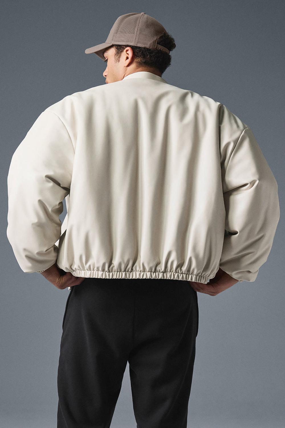 Chaqueta Bomber Alo Yoga Faux Leather Premier Hombre Bone | Chile  05328-IXJE