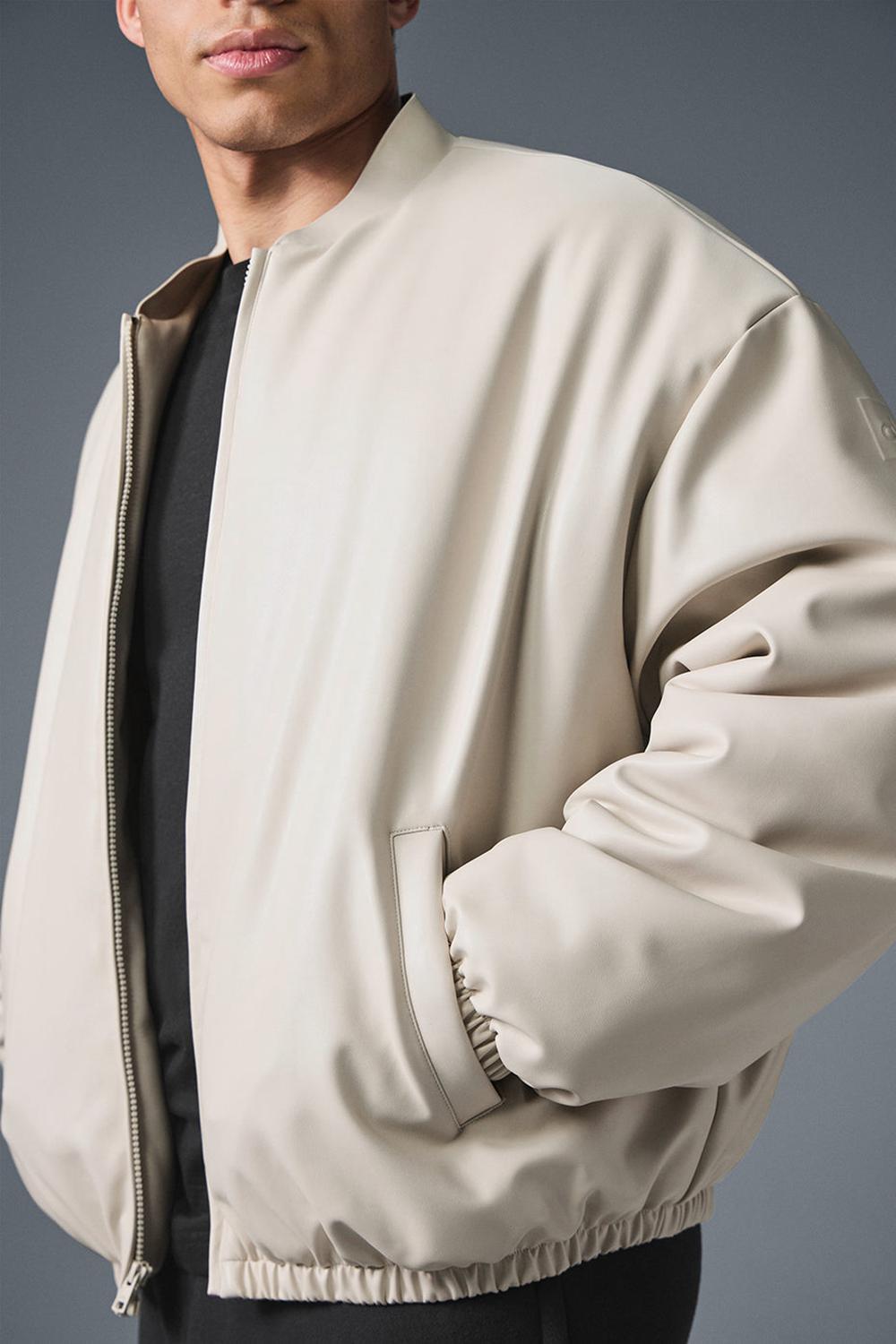 Chaqueta Bomber Alo Yoga Faux Leather Premier Hombre Bone | Chile  05328-IXJE