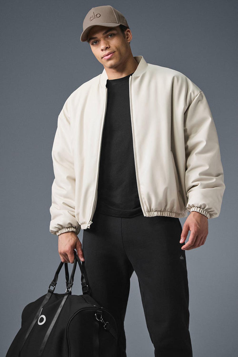 Chaqueta Bomber Alo Yoga Faux Leather Premier Hombre Bone | Chile  05328-IXJE