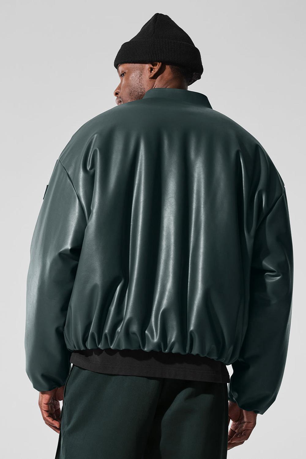 Chaqueta Bomber Alo Yoga Faux Leather Premier Hombre Verde | Chile  45183-EGNY