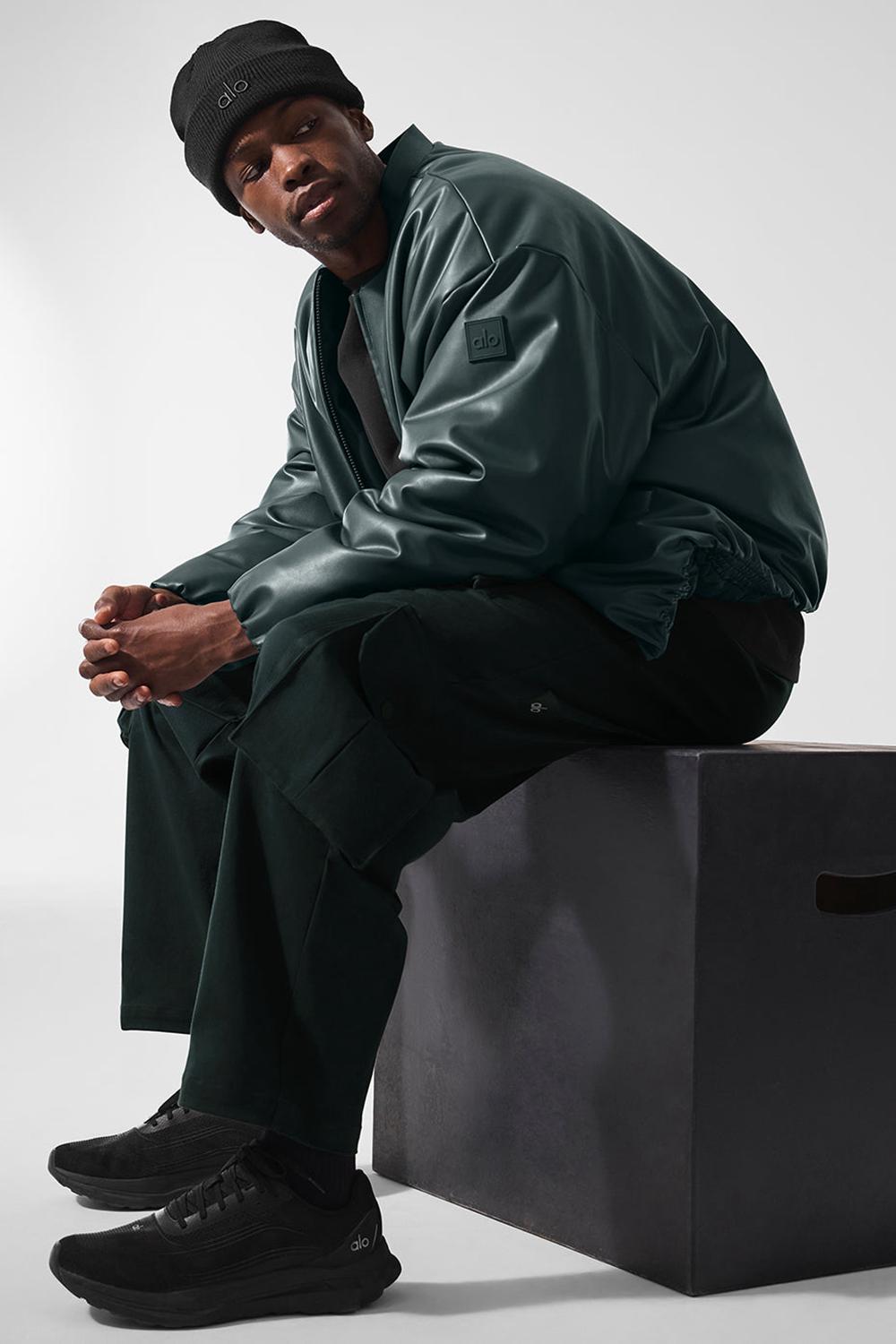 Chaqueta Bomber Alo Yoga Faux Leather Premier Hombre Verde | Chile  45183-EGNY
