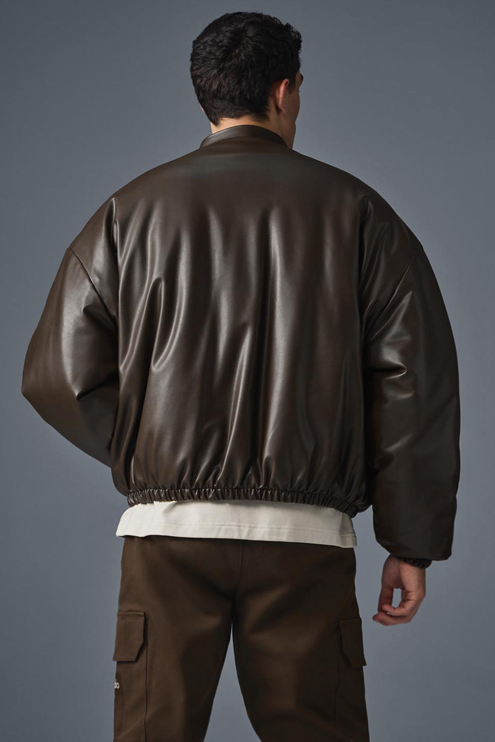 Chaqueta Bomber Alo Yoga Faux Leather Premier Hombre Espresso | Chile  57132-QSDA
