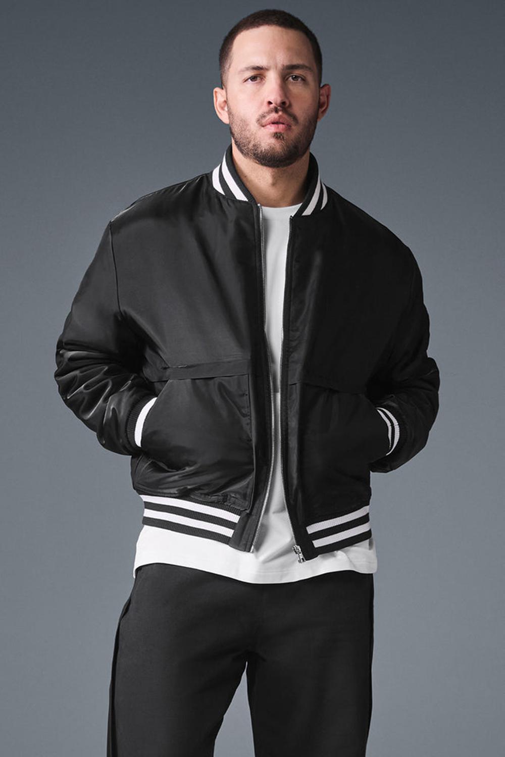 Chaquetas Alo Yoga Afterglow Varsity Hombre Negras | Chile  89607-ASTG
