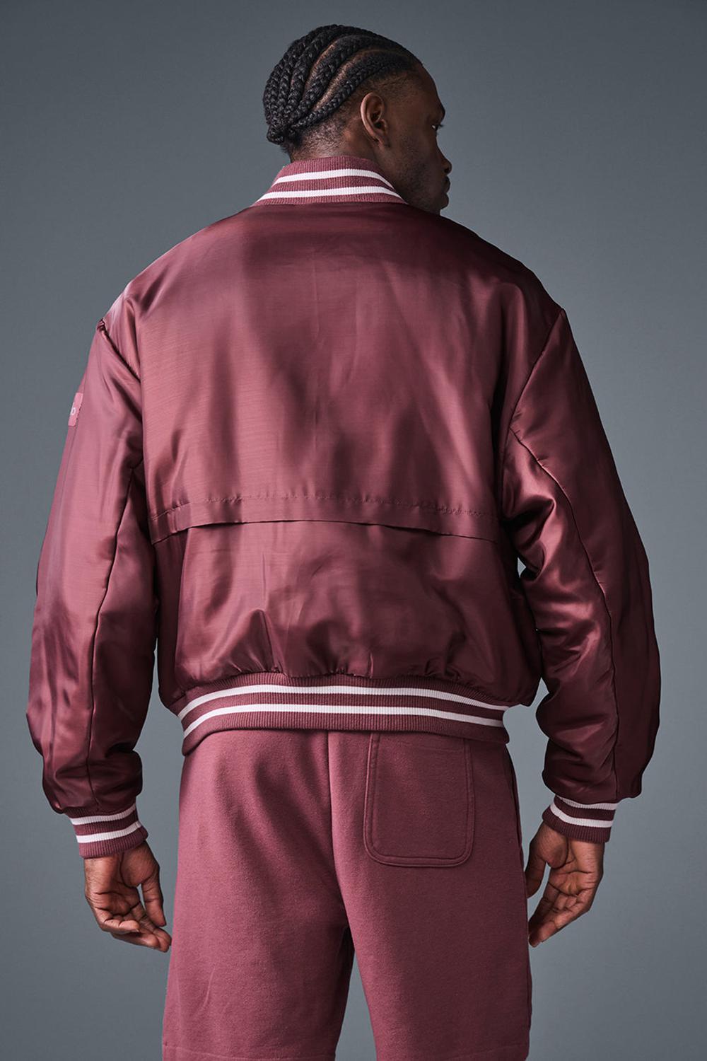 Chaquetas Alo Yoga Afterglow Varsity Hombre Burdeos | Chile  61702-GMWN