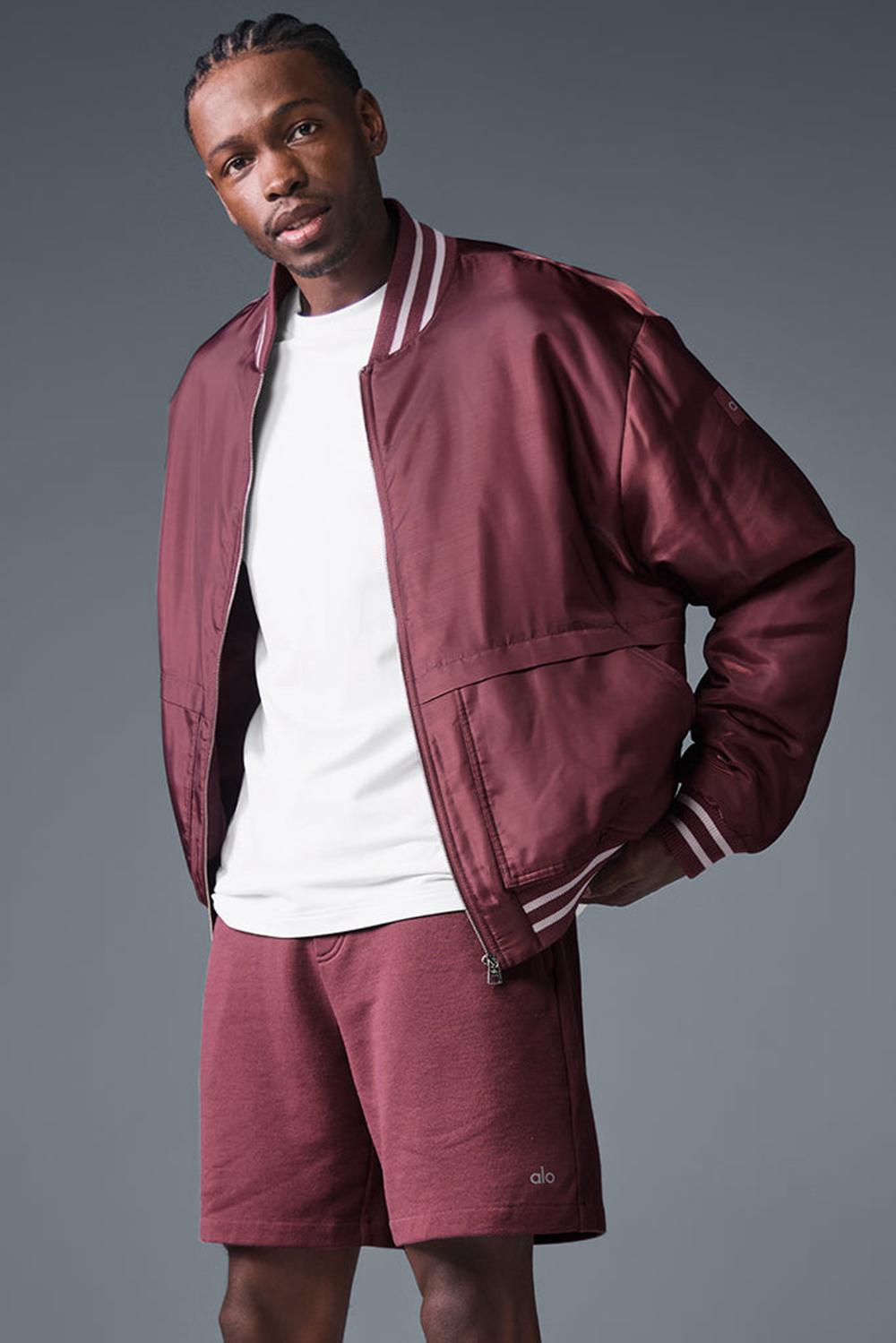 Chaquetas Alo Yoga Afterglow Varsity Hombre Burdeos | Chile  61702-GMWN