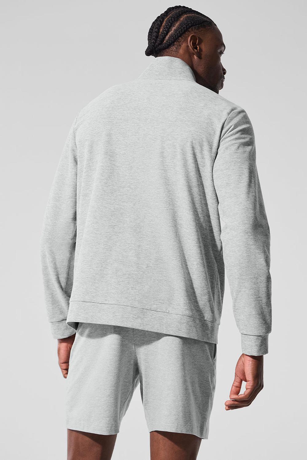 Chaquetas Alo Yoga Conquer Max Mock Neck Full Zip Hombre Gris | Chile  95706-TZYQ