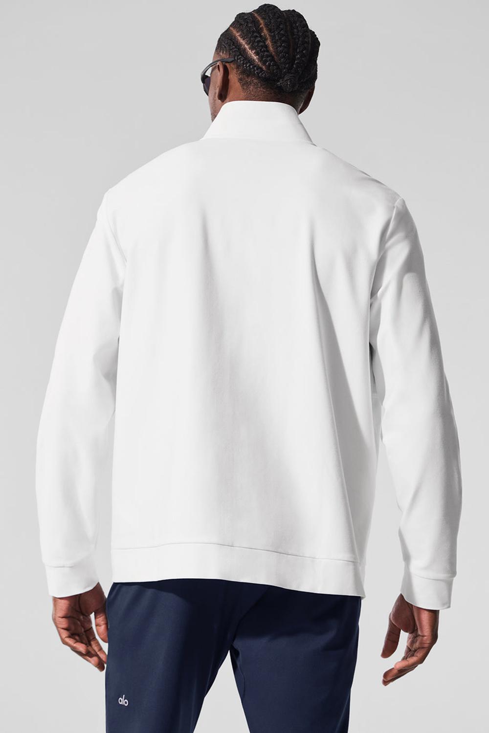 Chaquetas Alo Yoga Conquer Max Mock Neck Full Zip Hombre Blancas | Chile  83562-GYMH