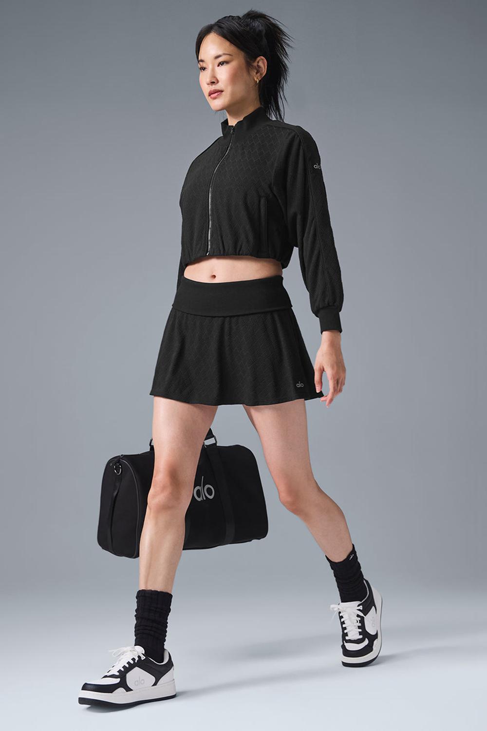 Chaquetas Alo Yoga Cropped Doubles Only Full Zip Mujer Negras | Chile  01973-ACYK