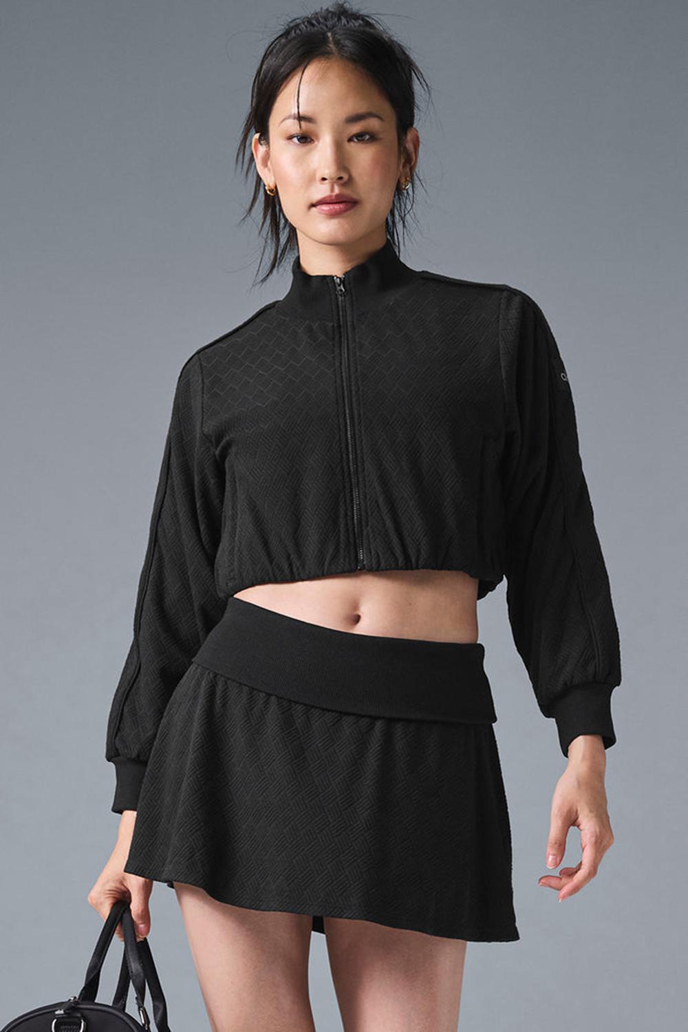 Chaquetas Alo Yoga Cropped Doubles Only Full Zip Mujer Negras | Chile  01973-ACYK