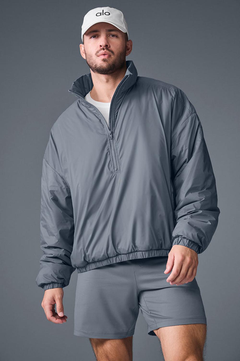 Chaquetas Alo Yoga Latitude Light Weight 1/2 Zip Hombre Gris | Chile  92386-AGCP