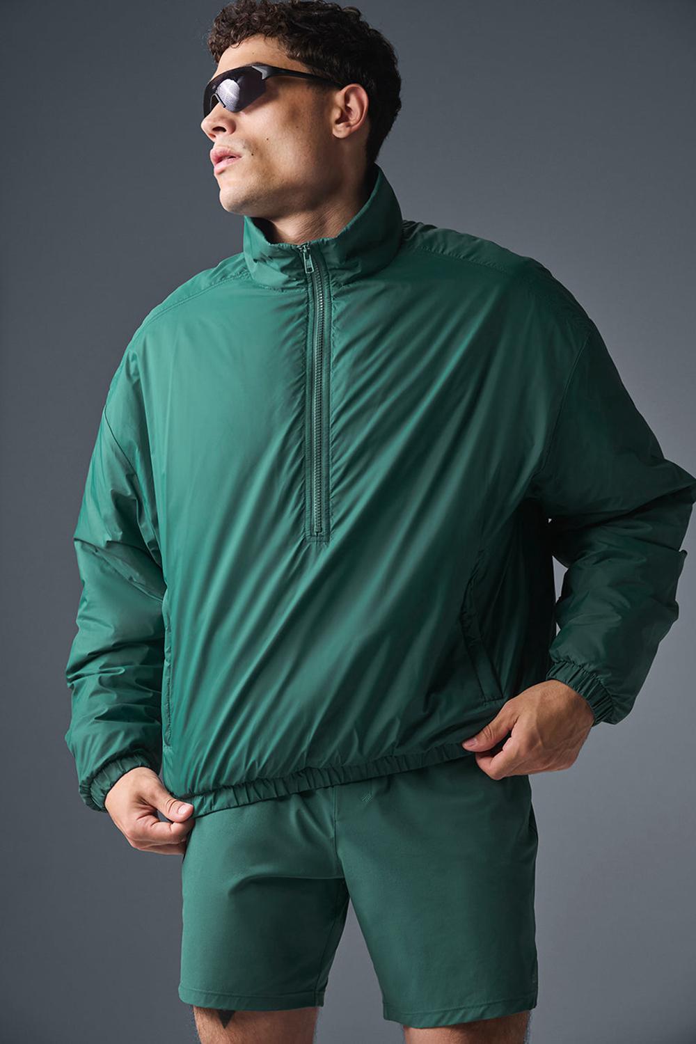 Chaquetas Alo Yoga Latitude Light Weight 1/2 Zip Pullover Hombre Winter Ivy | Chile  28357-URJK