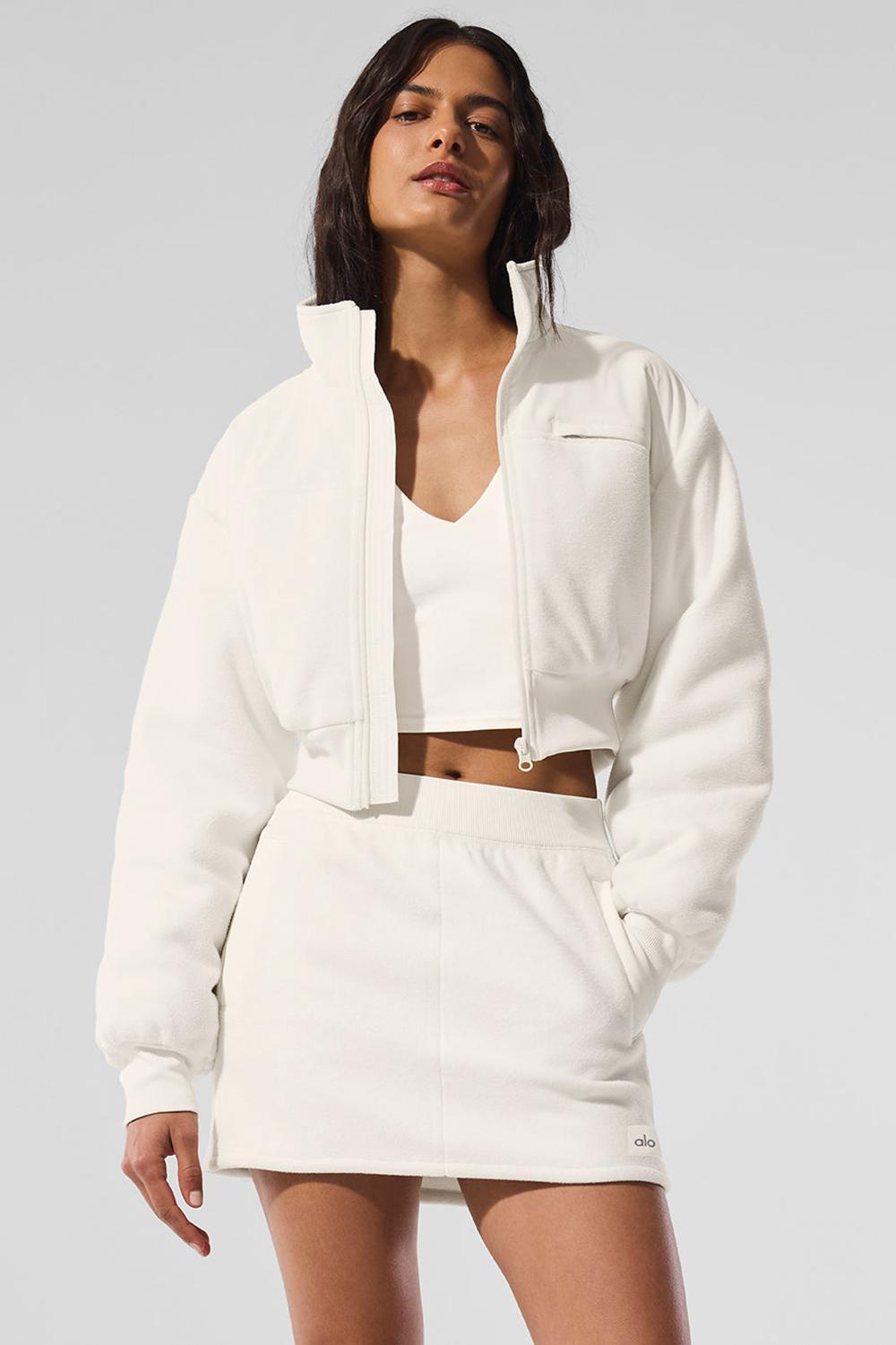 Chaquetas Alo Yoga Polar Fleece Cropped Wintry Mix Mujer Ivory | Chile  12705-XPHS