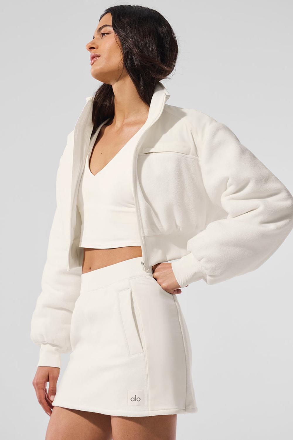 Chaquetas Alo Yoga Polar Fleece Cropped Wintry Mix Mujer Ivory | Chile  12705-XPHS