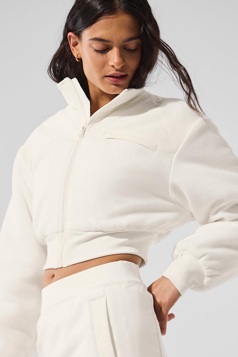 Chaquetas Alo Yoga Polar Fleece Cropped Wintry Mix Mujer Ivory | Chile  12705-XPHS