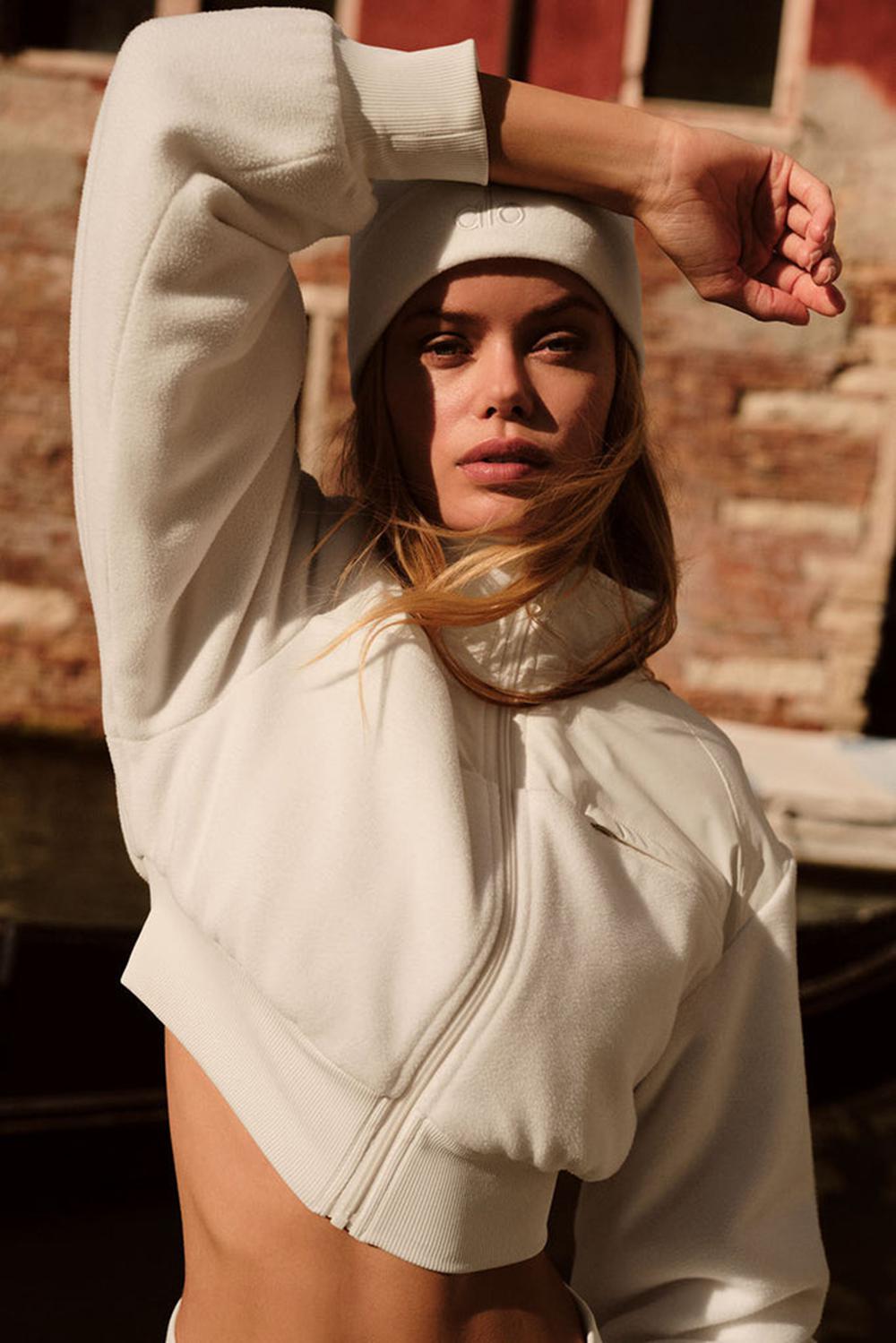 Chaquetas Alo Yoga Polar Fleece Cropped Wintry Mix Mujer Ivory | Chile  12705-XPHS