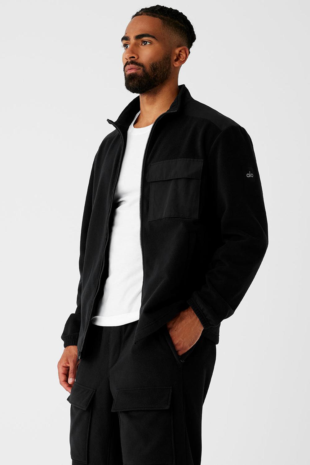 Chaquetas Alo Yoga Polar Fleece Ridge Full Zip Hombre Negras | Chile  56380-WRNM