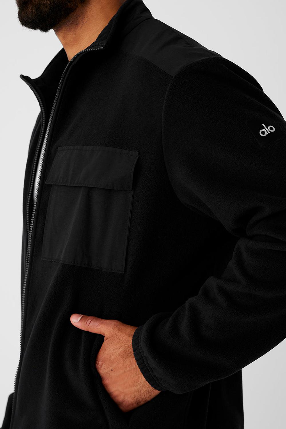Chaquetas Alo Yoga Polar Fleece Ridge Full Zip Hombre Negras | Chile  56380-WRNM