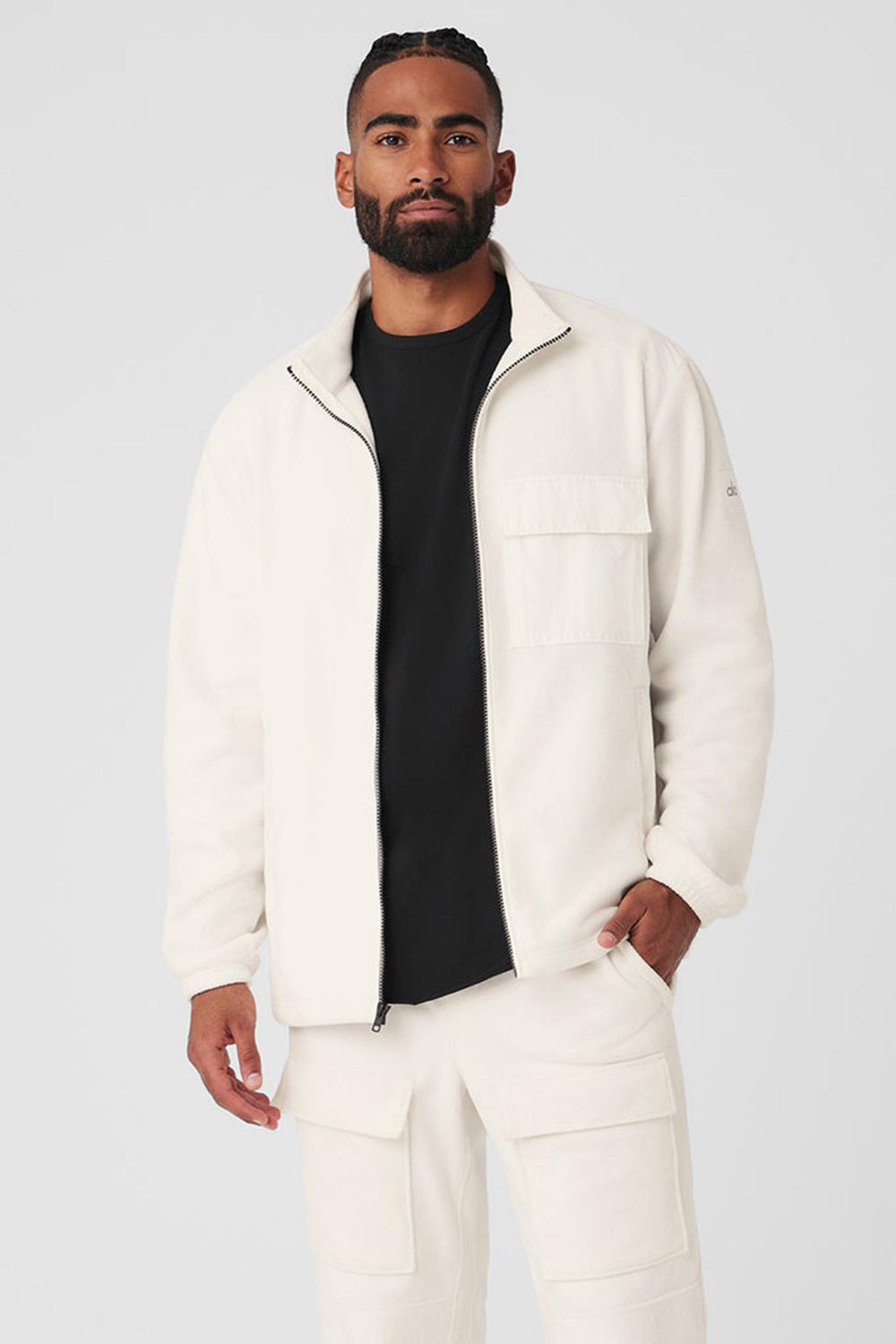 Chaquetas Alo Yoga Polar Fleece Ridge Full Zip Hombre Ivory | Chile  94813-UFAX