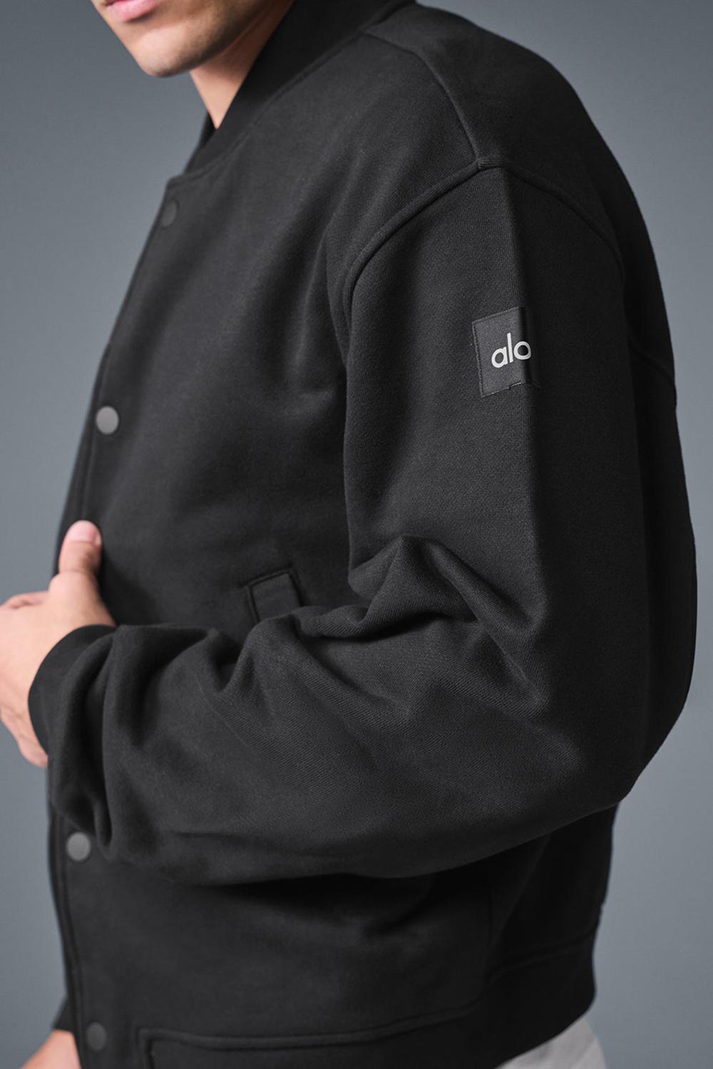 Chaquetas Alo Yoga Renown Varsity Hombre Negras | Chile  74120-WHYX