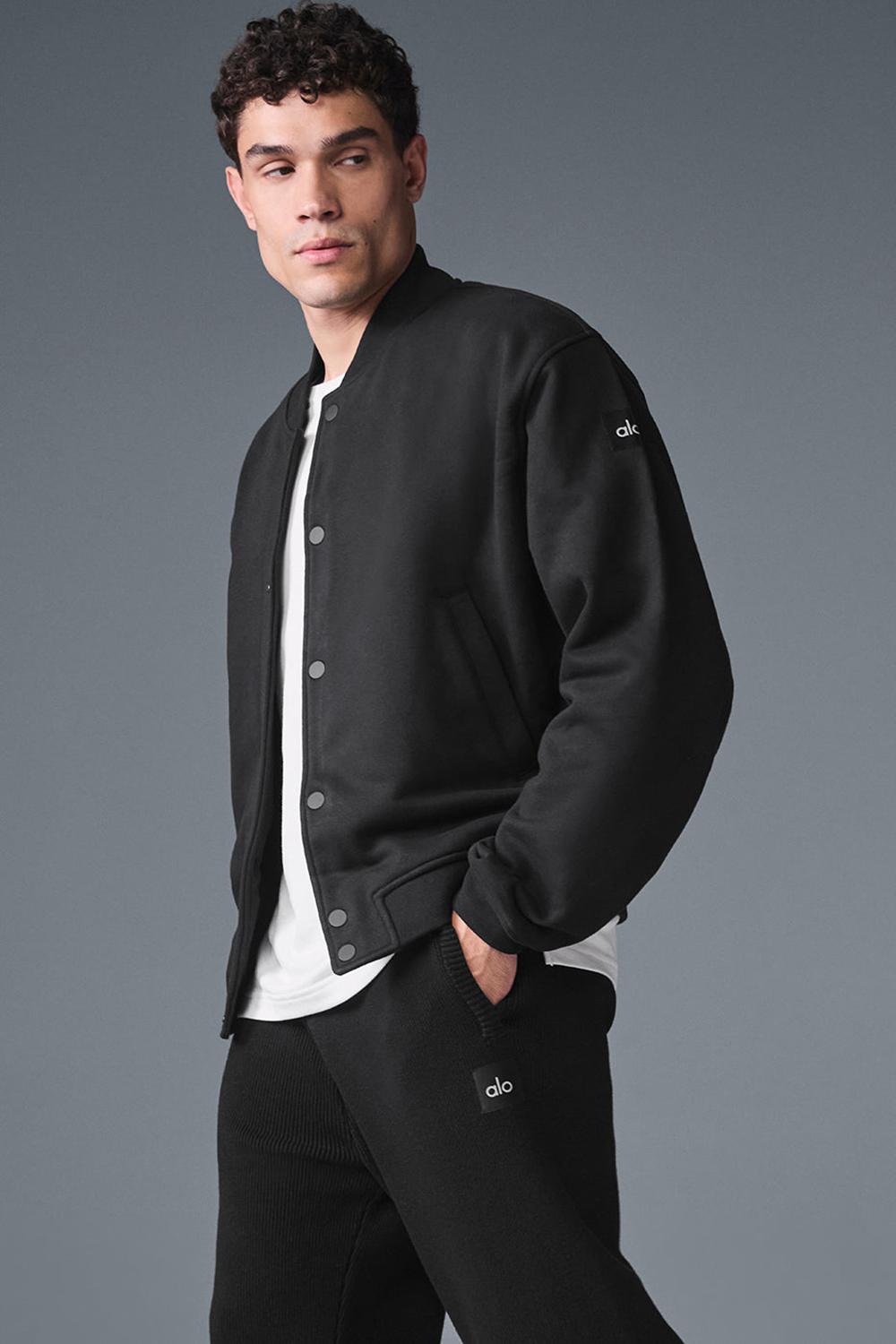 Chaquetas Alo Yoga Renown Varsity Hombre Negras | Chile  74120-WHYX