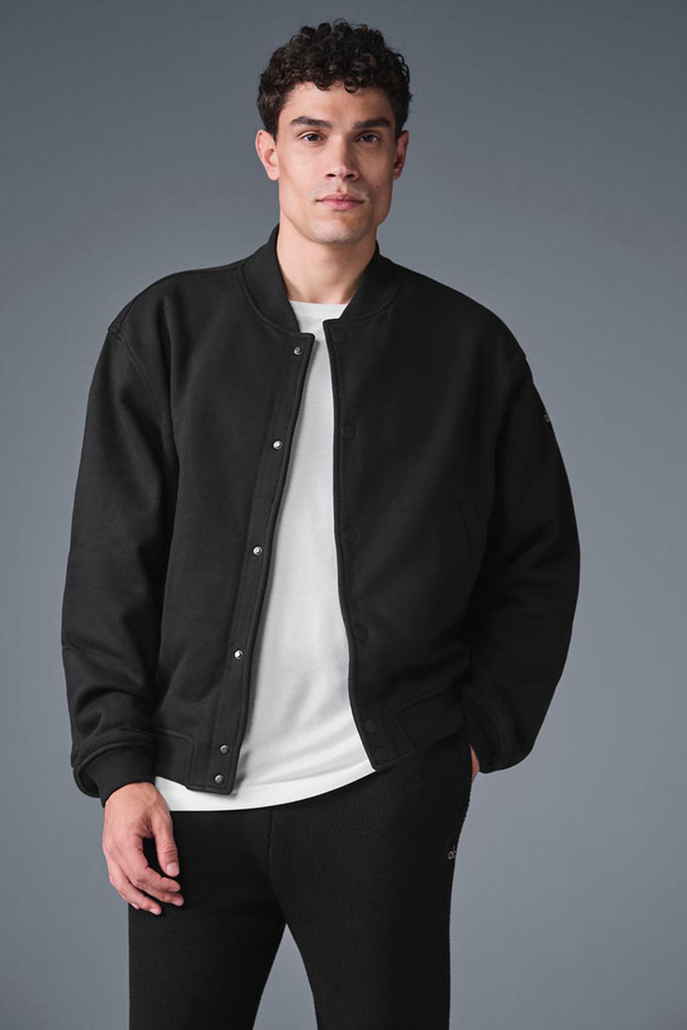 Chaquetas Alo Yoga Renown Varsity Hombre Negras | Chile  74120-WHYX