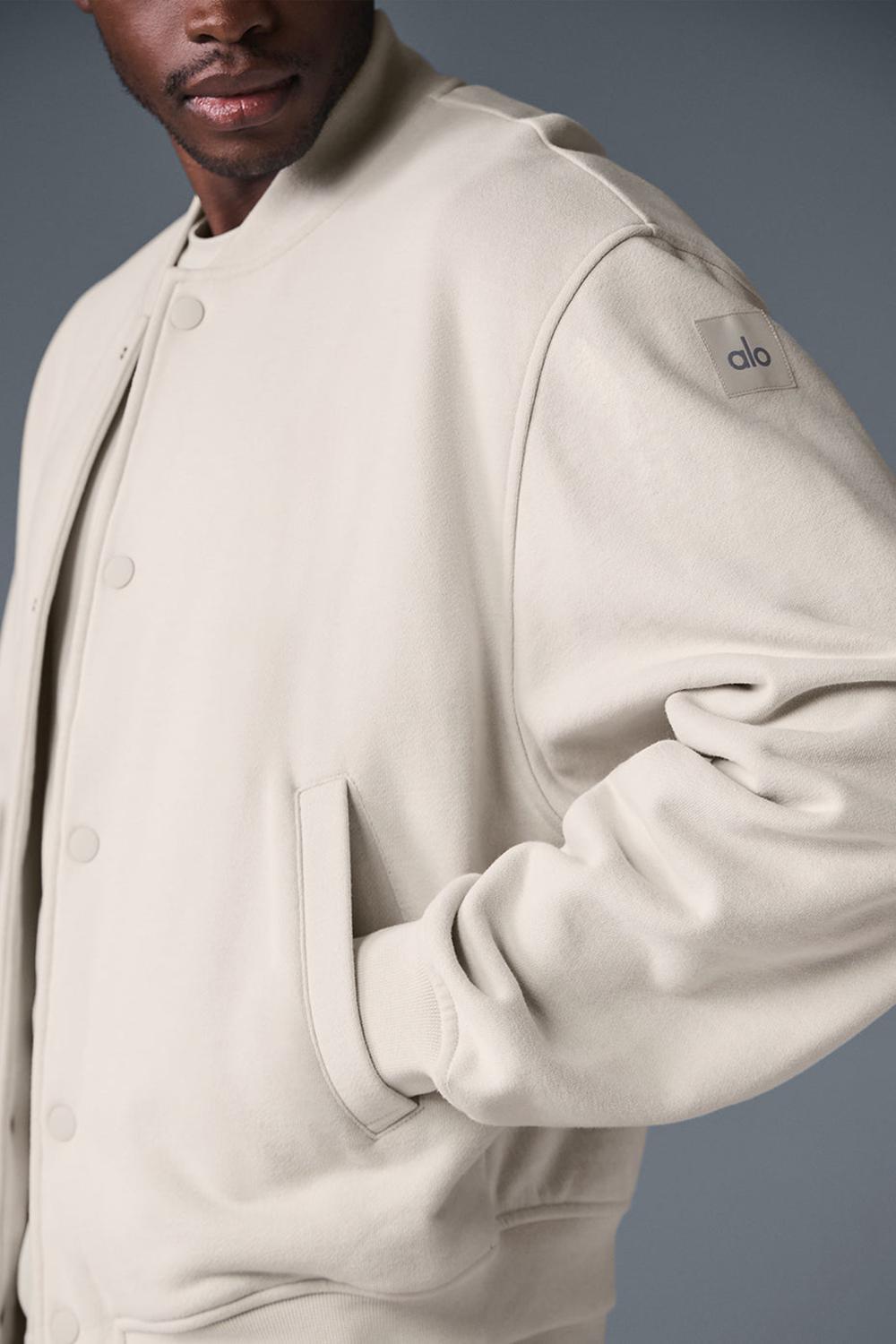 Chaquetas Alo Yoga Renown Varsity Hombre Bone | Chile  09278-DCUJ