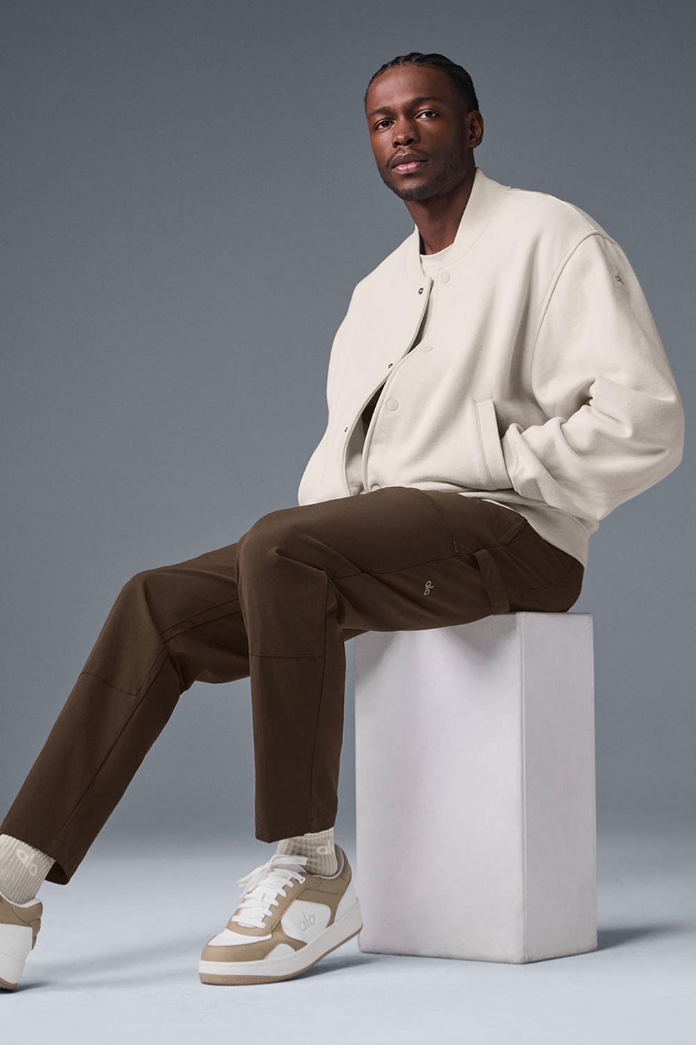 Chaquetas Alo Yoga Renown Varsity Hombre Bone | Chile  09278-DCUJ