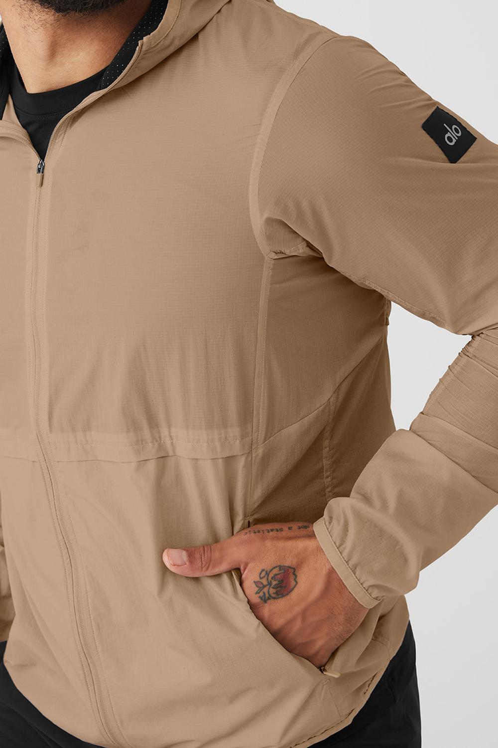 Chaquetas Alo Yoga Repeat Running Hombre Gravel | Chile  05897-VJDN