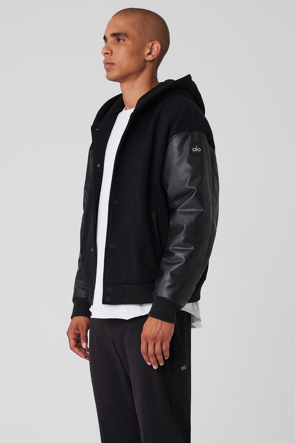 Chaquetas Alo Yoga Select Hooded Bomber Hombre Negras | Chile  29376-TCAO
