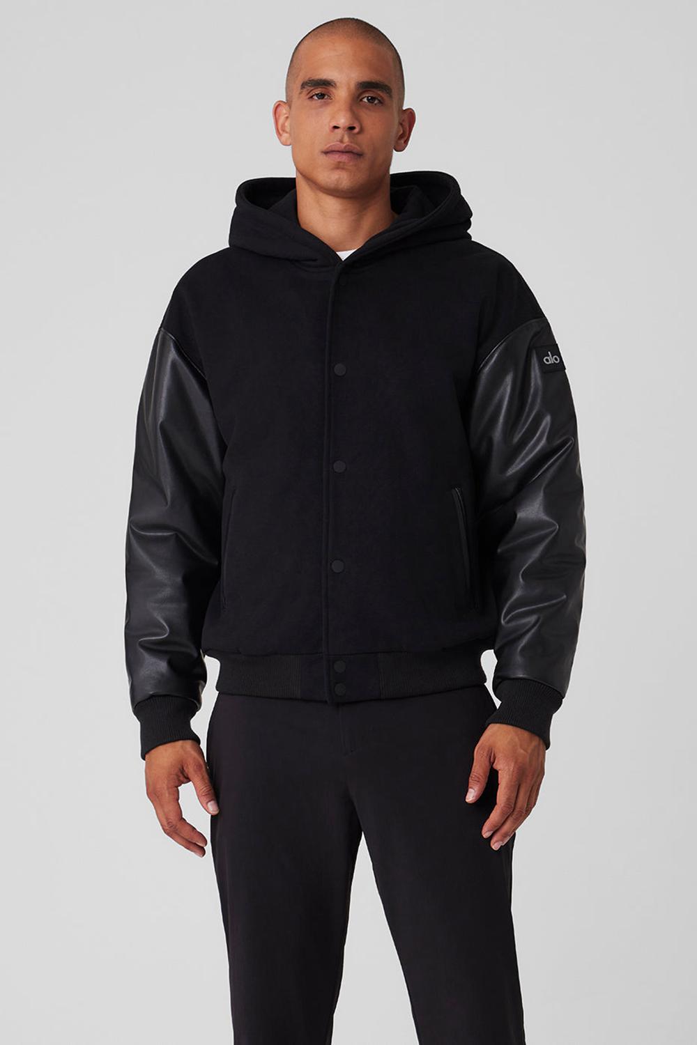 Chaquetas Alo Yoga Select Hooded Bomber Hombre Negras | Chile  29376-TCAO