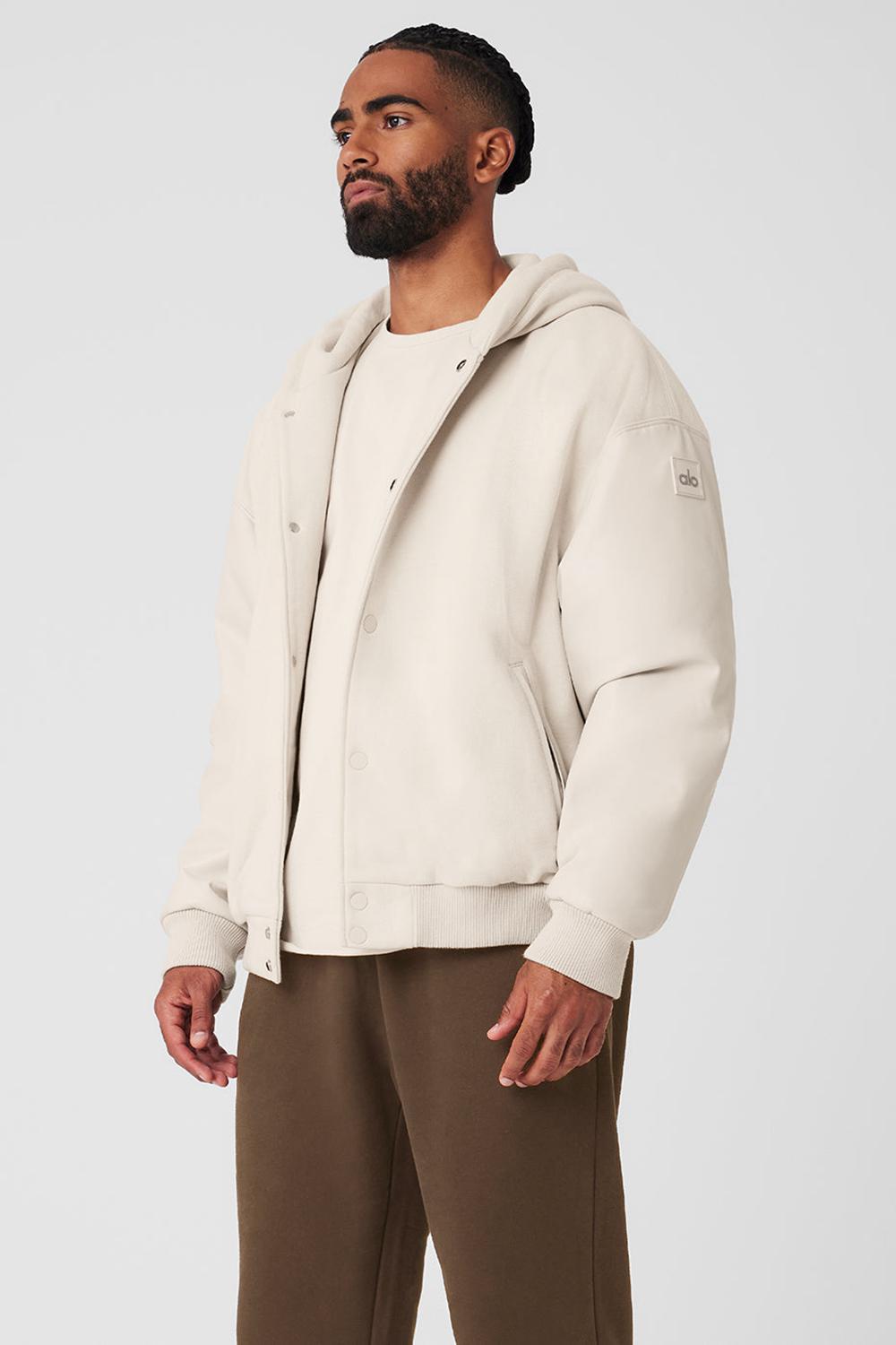 Chaquetas Alo Yoga Select Hooded Bomber Hombre Bone | Chile  38701-ZQHE