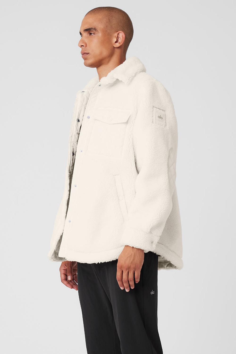 Chaquetas Alo Yoga Sherpa Edge Shacket Hombre Ivory | Chile  37651-KIZR