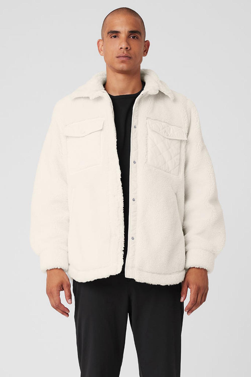 Chaquetas Alo Yoga Sherpa Edge Shacket Hombre Ivory | Chile  37651-KIZR
