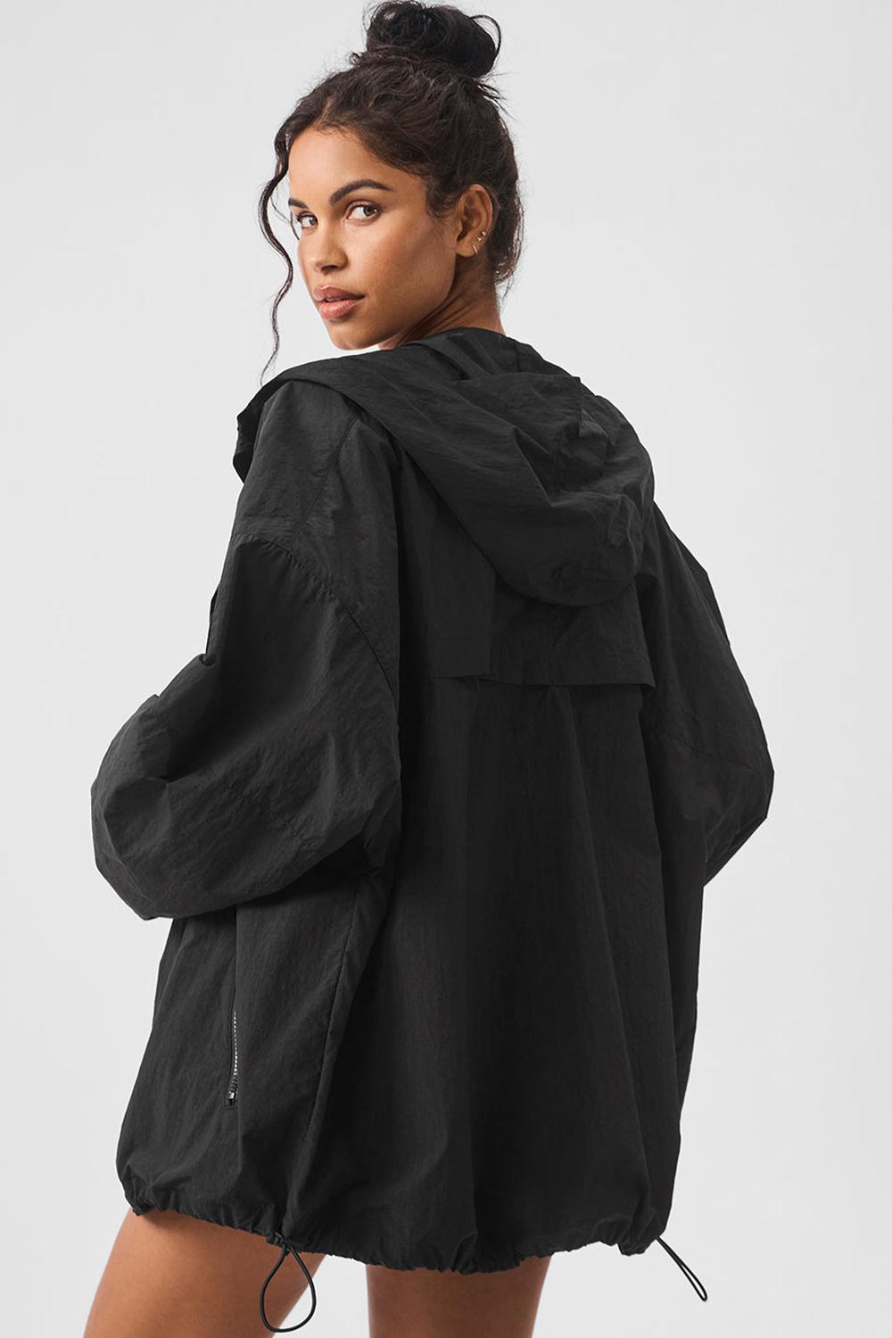 Chaquetas Alo Yoga Vantage Nylon Ripstop Track Mujer Negras | Chile  59327-YSXO