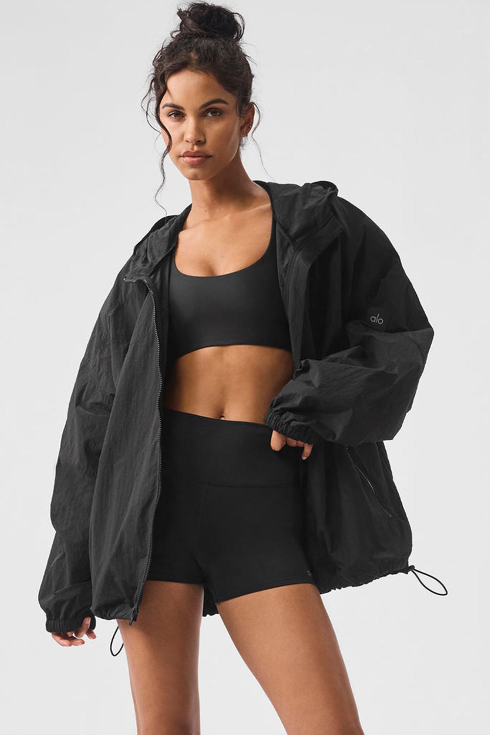Chaquetas Alo Yoga Vantage Nylon Ripstop Track Mujer Negras | Chile  59327-YSXO
