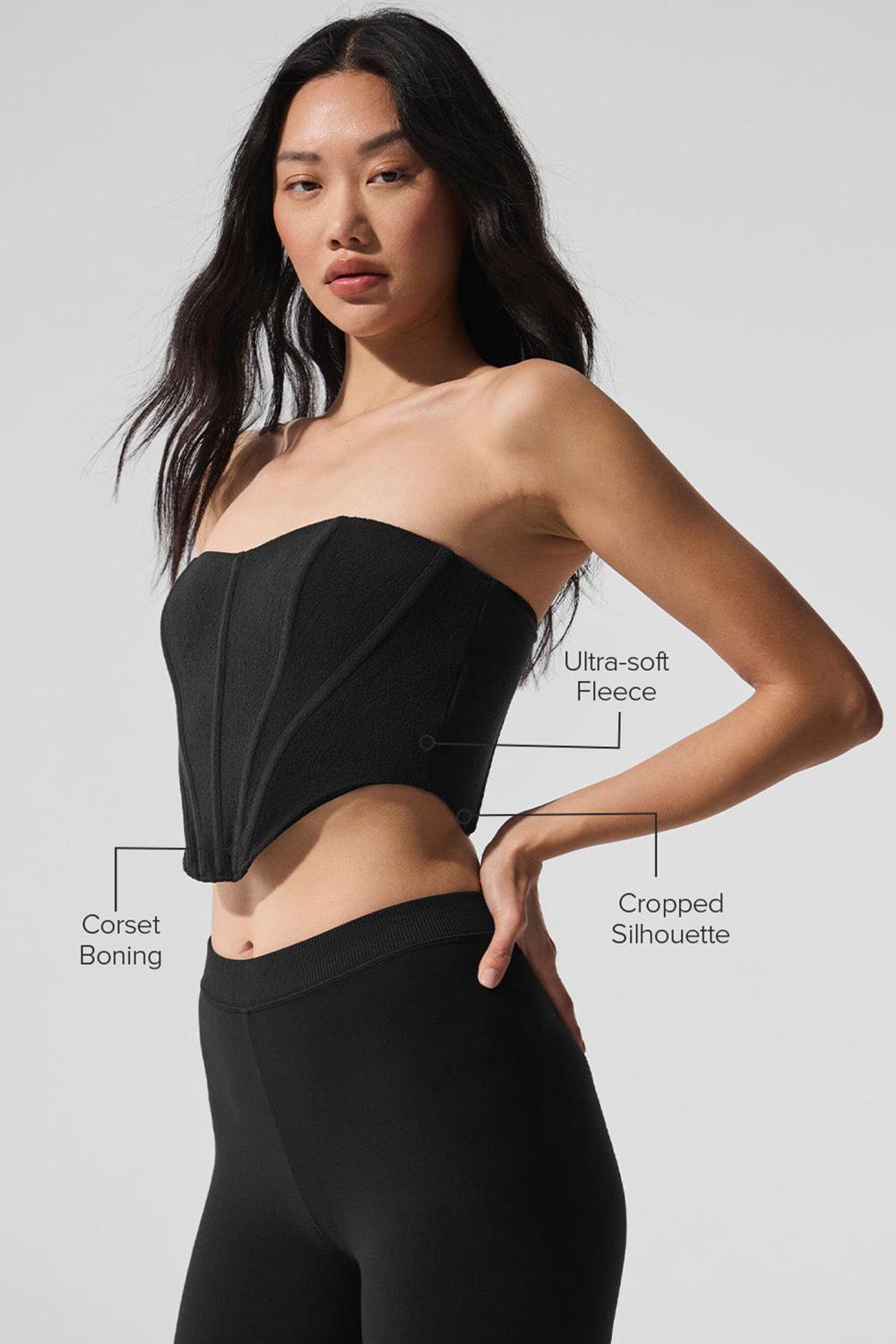 Corsé Alo Yoga Polar Fleece Corset Mujer Negras | Chile  25160-IQDS