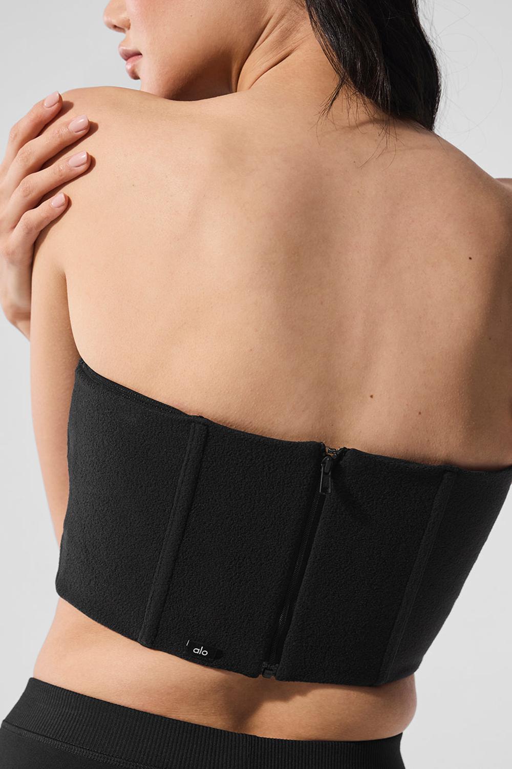 Corsé Alo Yoga Polar Fleece Corset Mujer Negras | Chile  25160-IQDS