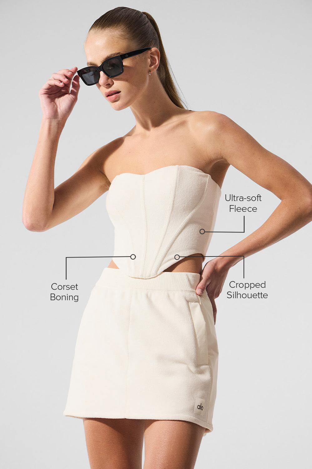 Corsé Alo Yoga Polar Fleece Corset Mujer Ivory | Chile  62140-TBRO