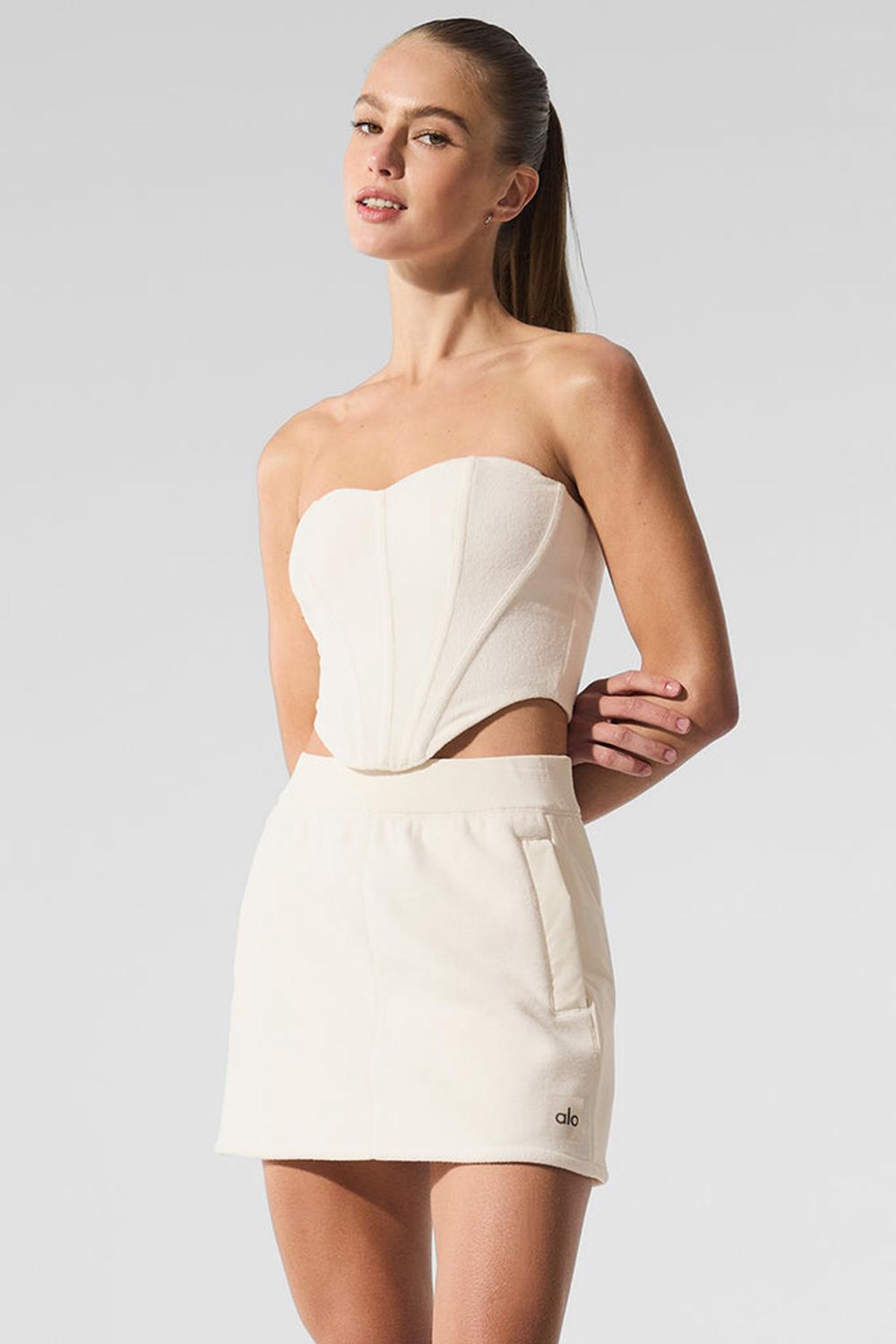 Corsé Alo Yoga Polar Fleece Corset Mujer Ivory | Chile  62140-TBRO