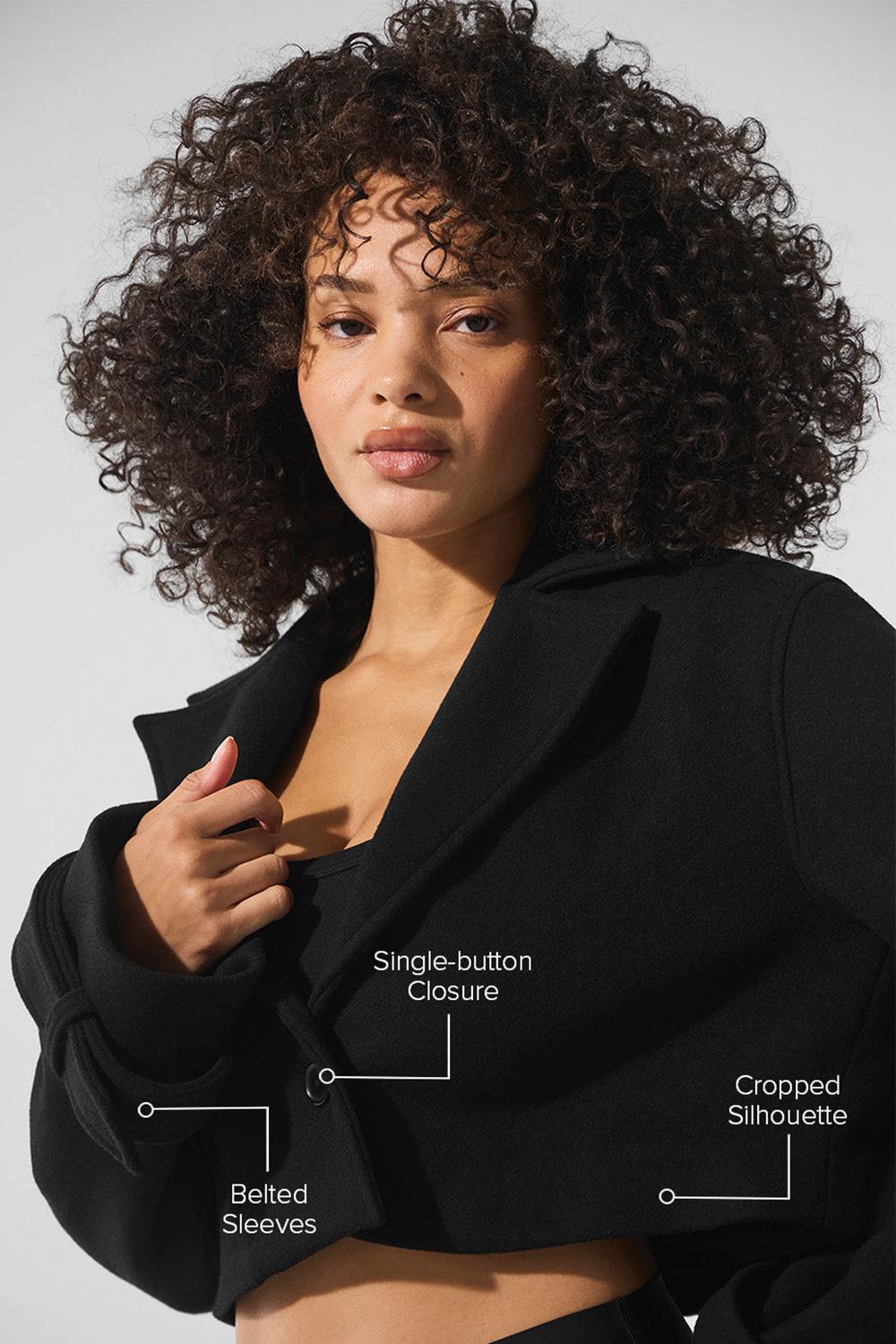 Gabardina Alo Yoga Wool Cropped Metro Mujer Negras | Chile  12678-KLDG