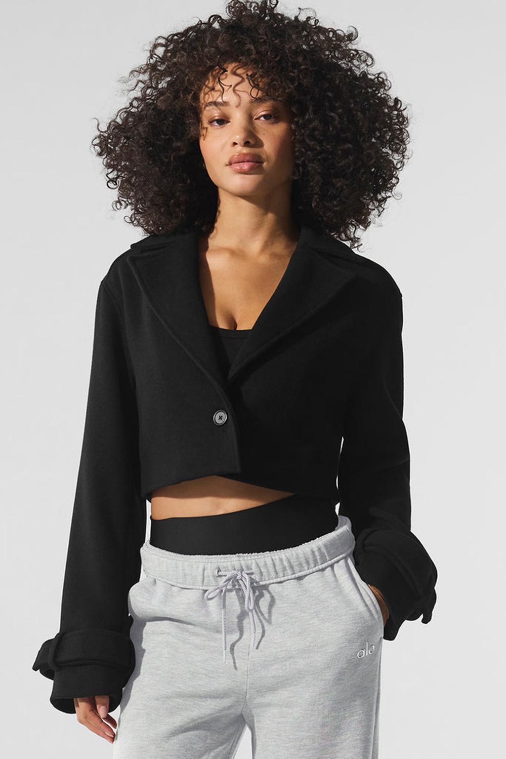 Gabardina Alo Yoga Wool Cropped Metro Mujer Negras | Chile  12678-KLDG