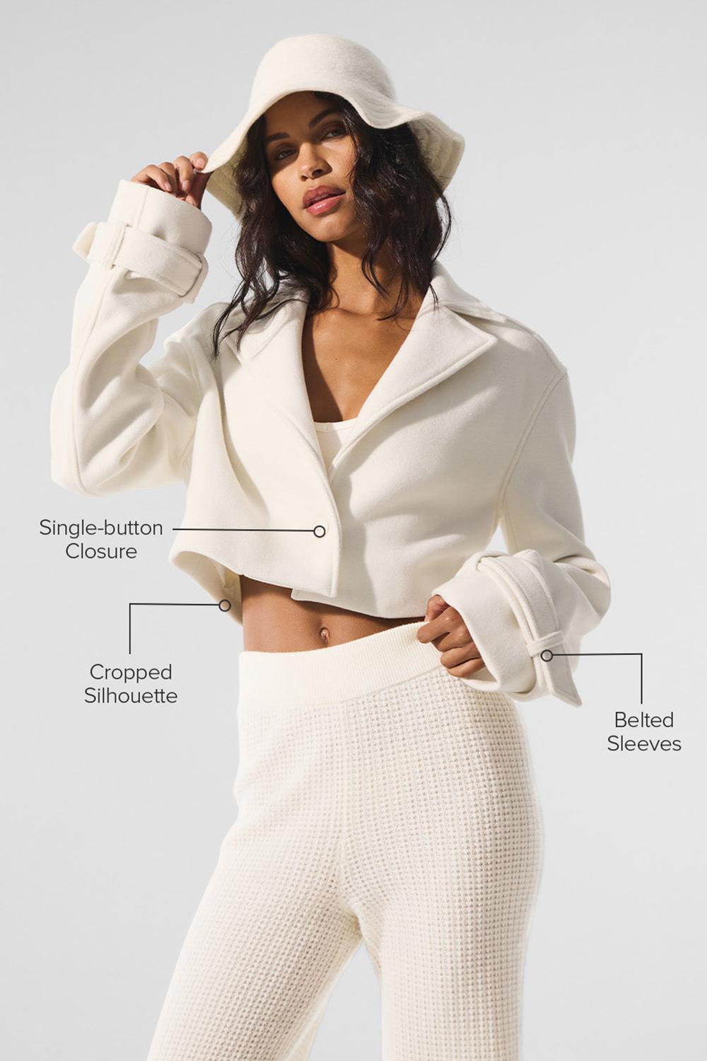 Gabardina Alo Yoga Wool Cropped Metro Mujer Ivory | Chile  03698-LUCO
