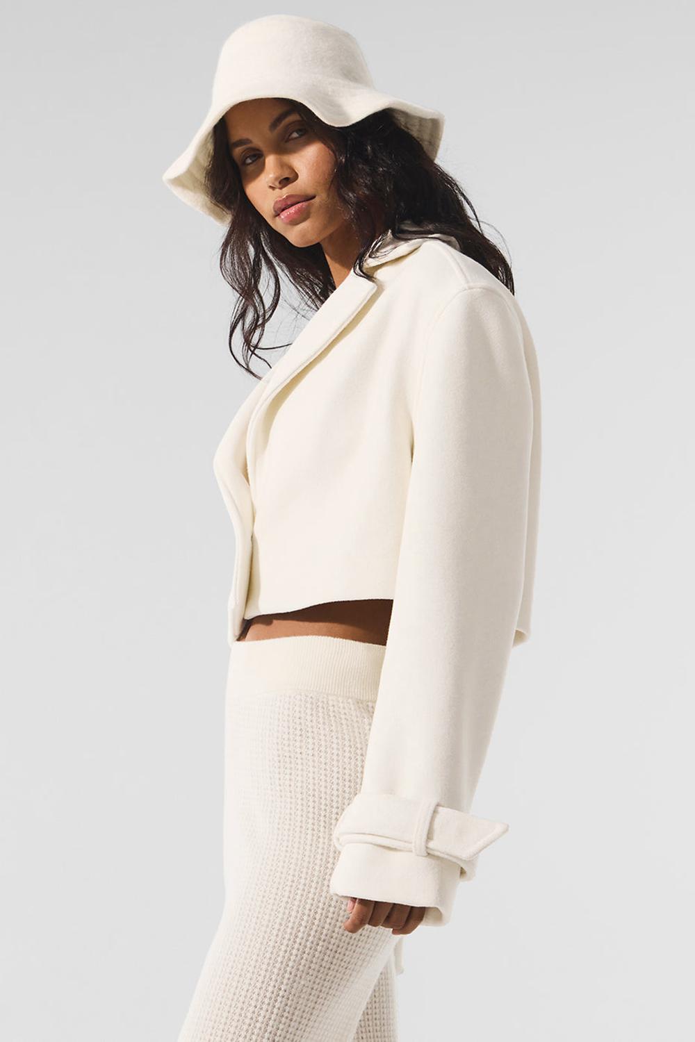 Gabardina Alo Yoga Wool Cropped Metro Mujer Ivory | Chile  03698-LUCO