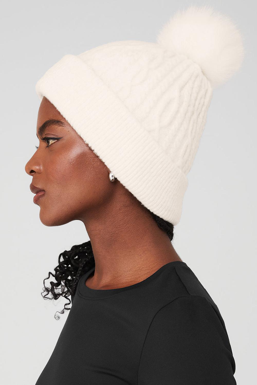 Gorro Alo Yoga Cable Knit Mujer Ivory | Chile  91432-NPXD