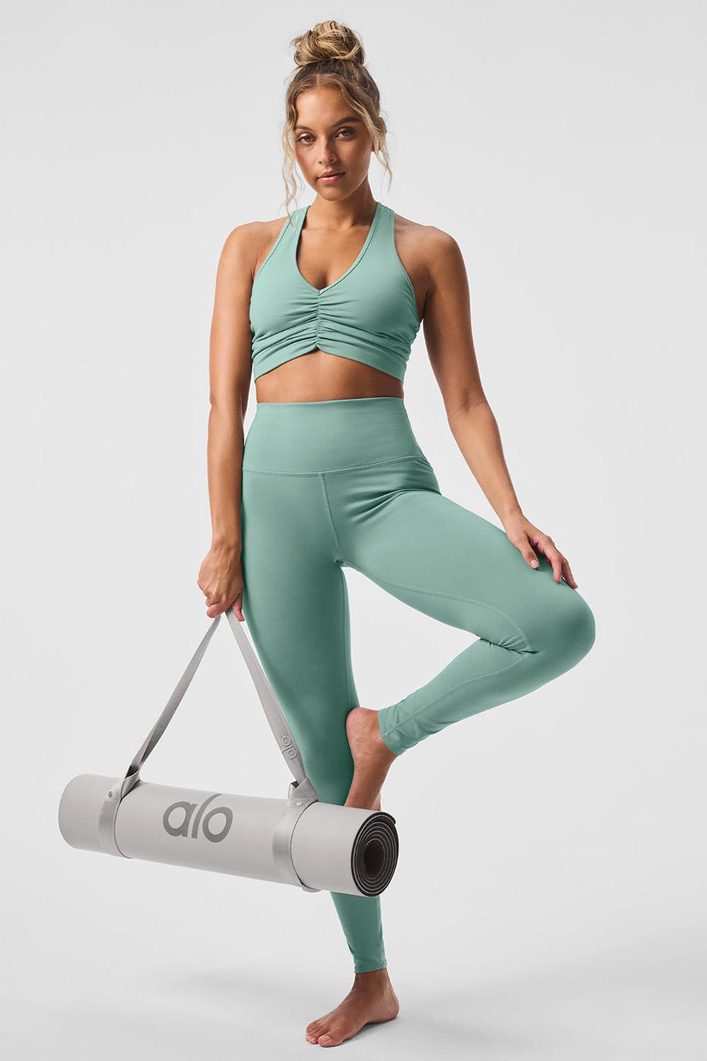 Leggins Alo Yoga High-Waist Airbrush Mujer Verde | Chile  05783-BGVJ