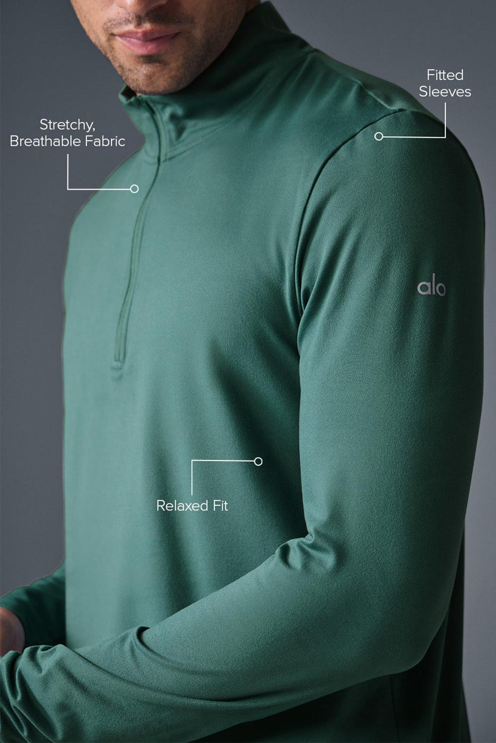 Manga Larga Alo Yoga Conquer 1/4 Zip Reform Hombre Winter Ivy | Chile  72163-VCME