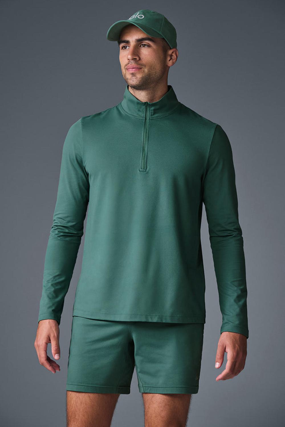 Manga Larga Alo Yoga Conquer 1/4 Zip Reform Hombre Winter Ivy | Chile  72163-VCME
