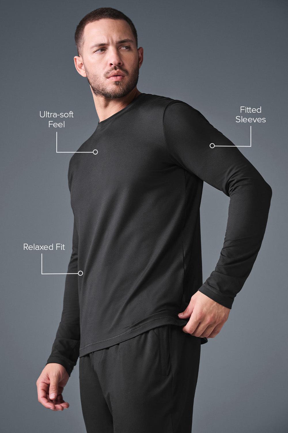 Manga Larga Alo Yoga Conquer Reform Crewneck Hombre Negras | Chile  52893-VBQF