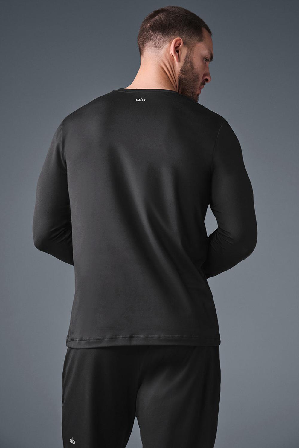 Manga Larga Alo Yoga Conquer Reform Crewneck Hombre Negras | Chile  52893-VBQF